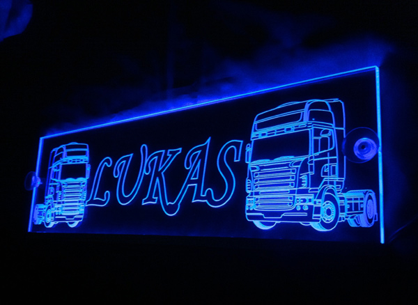 GROßES LKW LED Namensschild Lukas oder IHR WUNSCHNAMEN 12V- 24V   Truck * | eBay
