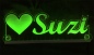 Preview: LED Namensschild Symbolik Herz Gravur "Suzi" oder Wunschname als Konturschnitt - Truckerschild Neonschild Leuchtschild
