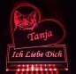 Preview: LED Aufsteller Herz "Ich liebe dich + Katze + Wunschname" Geschenk Liebe Lampe Leuchtschild