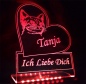 Mobile Preview: LED Aufsteller Herz "Ich liebe dich + Katze + Wunschname" Geschenk Liebe Lampe Leuchtschild
