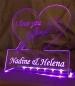 Preview: #LED Aufsteller Herz + Ringe Spruch Gravur "XXX" - Geschenk Liebe Hochzeit Heirat Lampe Leuchte