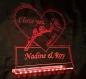 Preview: LED Aufsteller Herz "I love you + Rose + Wunschnamen + Datum" Geschenk Liebe Lampe Leuchtschild
