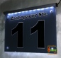 Preview: LED Hausnummer Ziffer + Straßenname "11" - individuelle Gravur Hausnummernleuchte Hausnummernschild Außenwandleuchte Außenlampe Leuchtschild