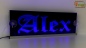 Preview: LED Namensschild Gravur "Alex" oder Wunschname in Frakturschrift Oldenglish auf Rechteckplatte - Truckerschild Neonschild Leuchtschild