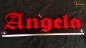 Preview: LED Namensschild Gravur "Angela" oder Wunschname in Frakturschrift Altdeutsch als Konturschnitt - Truckerschild Neonschild Leuchtschild