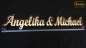 Preview: LED Namensschild Duo Gravur "Angelika & Michael" oder 2 Wunschnamen Paar als Konturschnitt - Truckerschild Leuchtschild