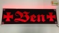 Preview: LED Namensschild Symbolik Eisernes Kreuz Gravur "Ben" oder Wunschname auf Rechteckplatte - Truckerschild Neonschild Leuchtschild