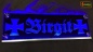 Mobile Preview: LED Namensschild Symbolik Eisernes Kreuz Gravur "Birgit" oder Wunschname als Konturschnitt - Truckerschild Neonschild Leuchtschild