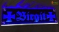 Preview: LED Namensschild Symbolik Eisernes Kreuz Gravur "Birgit" oder Wunschname als Konturschnitt - Truckerschild Neonschild Leuchtschild