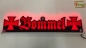 Preview: LED Namensschild Symbolik Eisernes Kreuz Gravur "Bommel" oder Wunschname als Konturschnitt - Truckerschild Neonschild Leuchtschild