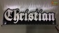 Preview: LED Namensschild Gravur "Christian" oder Wunschname in Frakturschrift Altdeutsch als Konturschnitt - Truckerschild Neonschild Leuchtschild