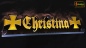 Preview: LED Namensschild Symbolik Eisernes Kreuz Gravur "Christina" oder Wunschname als Konturschnitt - Truckerschild Neonschild Leuchtschild