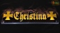 Preview: LED Namensschild Symbolik Eisernes Kreuz Gravur "Christina" oder Wunschname als Konturschnitt - Truckerschild Neonschild Leuchtschild