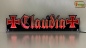 Mobile Preview: LED Namensschild Symbolik Eisernes Kreuz Gravur "Claudia" oder Wunschname in Frakturschrift Altdeutsch als Konturschnitt - Truckerschild Neonschild Leuchtschild