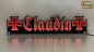 Preview: LED Namensschild Symbolik Eisernes Kreuz Gravur "Claudia" oder Wunschname in Frakturschrift Altdeutsch als Konturschnitt - Truckerschild Neonschild Leuchtschild