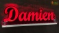 Preview: Ihr LED Wunschname "Damien" Namensschild Leuchtschild Truckerschild als Konturschnitt