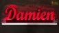 Mobile Preview: Ihr LED Wunschname "Damien" Namensschild Leuchtschild Truckerschild als Konturschnitt