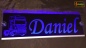 Mobile Preview: LED Namensschild Detailzeichnung Zugmaschine Gravur "Daniel" oder Wunschname auf Rechteckplatte - Truckerschild Neonschild Leuchtschild