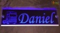 Mobile Preview: LED Namensschild Detailzeichnung Zugmaschine Gravur "Daniel" oder Wunschname auf Rechteckplatte - Truckerschild Neonschild Leuchtschild