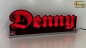 Preview: LED Namensschild Gravur "Denny" oder Wunschname in Frakturschrift Altdeutsch als Konturschnitt - Truckerschild Neonschild Leuchtschild
