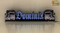 Mobile Preview: LED Namensschild Detailzeichnung Zugmaschine Gravur "Dominik" oder Wunschname in Frakturschrift Altdeutsch als Konturschnitt - Truckerschild Neonschild Leuchtschild
