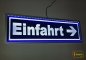 Preview: LED Schild - Leuchtreklame Tiefgaragenschild " Einfahrt + Pfeil " Hinweisschild Wegweiser Leuchtschild