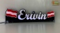 Preview: LED Namensschild Symbolik Flagge Österreich Gravur "Erwin" oder Wunschname + beliebige Fahne horizontal dreifarbig als Konturschnitt - Truckerschild Neonschild Leuchtschild