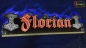 Preview: LED Namensschild Symbolik Mjölnir Thorshammer Gravur "Florian" oder Wunschname als Konturschnitt - Truckerschild Neonschild Leuchtschild