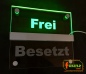 Preview: LED Hinweisschild " Frei - Besetzt ", Farbmodi getrennt steuerbar. Hinweisschild Wegweiser Leuchtschild