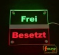 Preview: LED Hinweisschild " Frei - Besetzt ", Farbmodi getrennt steuerbar. Hinweisschild Wegweiser Leuchtschild