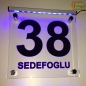Preview: LED Hausnummer Ziffer + Familienname "38" - individuelle Gravur Hausnummernleuchte Hausnummernschild Außenwandleuchte Außenlampe Leuchtschild