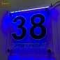 Preview: LED Hausnummer Ziffer + Familienname "38" - individuelle Gravur Hausnummernleuchte Hausnummernschild Außenwandleuchte Außenlampe Leuchtschild