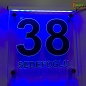 Preview: LED Hausnummer Ziffer + Familienname "38" - individuelle Gravur Hausnummernleuchte Hausnummernschild Außenwandleuchte Außenlampe Leuchtschild