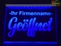 Preview: LED Hinweisschild "Geöffnet + Firmenname" | Acrylglas Leuchtschild