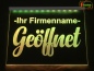 Preview: LED Hinweisschild "Geöffnet + Firmenname" | Acrylglas Leuchtschild