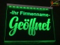 Preview: LED Hinweisschild "Geöffnet + Firmenname" | Acrylglas Leuchtschild