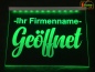 Preview: LED Hinweisschild "Geöffnet + Firmenname" | Acrylglas Leuchtschild