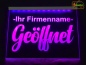 Preview: LED Hinweisschild "Geöffnet + Firmenname" | Acrylglas Leuchtschild