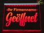 Preview: LED Hinweisschild "Geöffnet + Firmenname" | Acrylglas Leuchtschild
