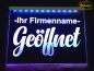 Preview: LED Hinweisschild "Geöffnet + Firmenname" | Acrylglas Leuchtschild