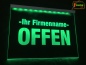Preview: LED Hinweisschild "Offen + Firmenname" | Acrylglas Leuchtschild