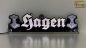 Preview: LED Namensschild Symbolik Thorshammer Mjölnir Gravur "Hagen" oder Wunschname als Konturschnitt - Truckerschild Neonschild Leuchtschild