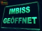 Preview: LED Hinweisschild Gravur "IMBISS GEÖFFNET" Info-Schild Signalschild Werbeschild Leuchtschild