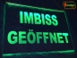 Preview: LED Hinweisschild Gravur "IMBISS GEÖFFNET" Info-Schild Signalschild Werbeschild Leuchtschild