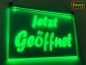 Preview: LED Hinweisschild Gravur "Jetzt Geöffnet" Info-Schild Signalschild Werbeschild Leuchtschild