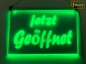 Preview: LED Hinweisschild Gravur "Jetzt Geöffnet" Info-Schild Signalschild Werbeschild Leuchtschild