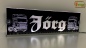 Preview: "LED Namensschild Detailzeichnung Zugmaschine Gravur ""Jörg"" oder Wunschname in Frakturschrift Altdeutsch auf Rechteckplatte - Truckerschild Neonschild Leuchtschild"