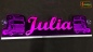 Preview: LED Namensschild Detailzeichnung Zugmaschine Gravur "Julia" oder Wunschname als Konturschnitt - Truckerschild Neonschild Leuchtschild