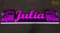 Preview: LED Namensschild Detailzeichnung Zugmaschine Gravur "Julia" oder Wunschname als Konturschnitt - Truckerschild Neonschild Leuchtschild