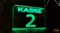 Preview: LED Kassenschild Aufhänger 2er Set "KASSE 1 - 2" Preisvorteil Hängeschild Kassenbeschilderung Nummer Leuchtschild mit Farbsteuerung per Schalter